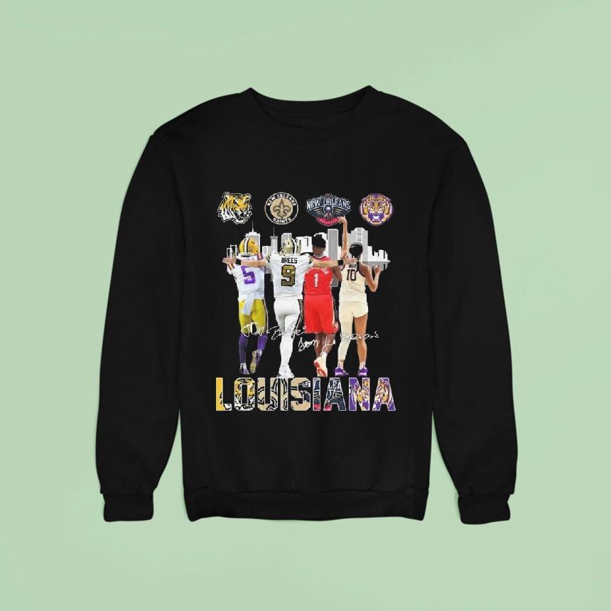 Lsu Tigers New Orleans Saints Pelicans Missouri Tigers Louisiana Team Signatures Sweatshirt Lsu Tigers New Orleans Saints Pelicans Missouri Tigers Louisiana Team Signatures Sweatshirt