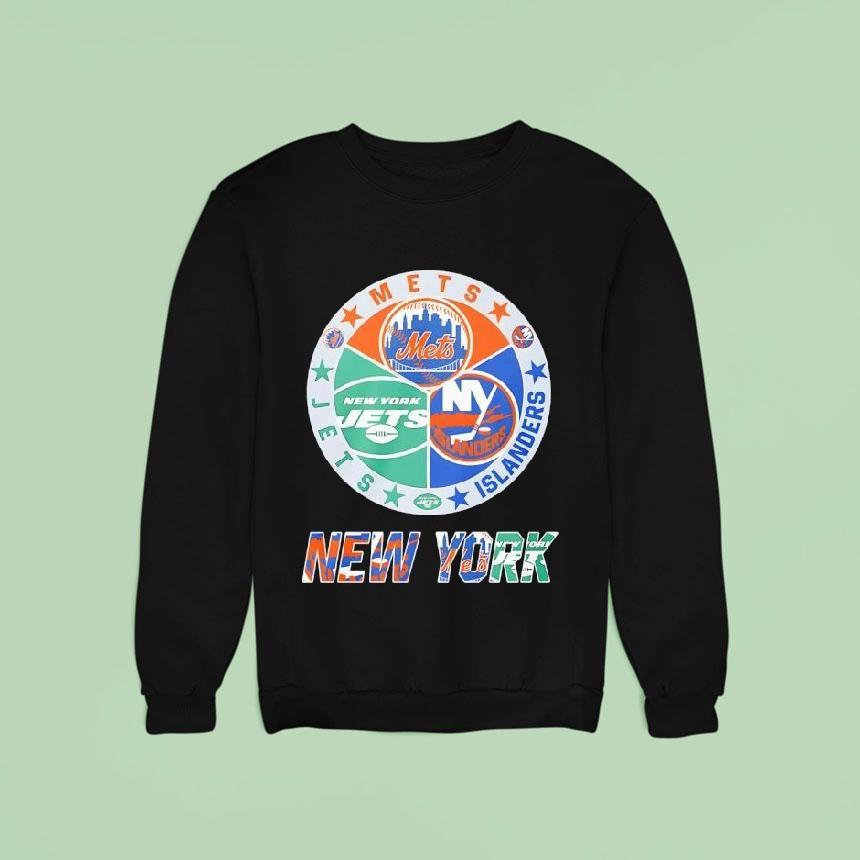 New York Islanders New York Mets New York Jets Mashup Logo Sweatshirt New York Islanders New York Mets New York Jets Mashup Logo Sweatshirt