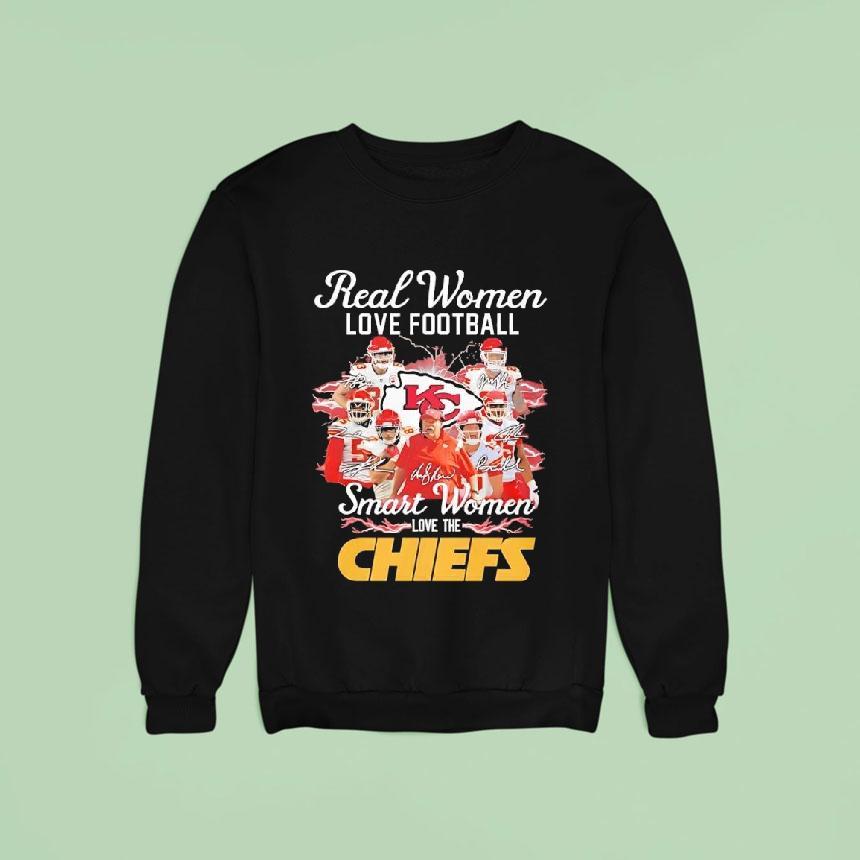 Real Women Love Football Smart Women Love The Kansas City Chiefs Signatures Team Logo Sweatshirt Real Women Love Football Smart Women Love The Kansas City Chiefs Signatures Team Logo Sweatshirt