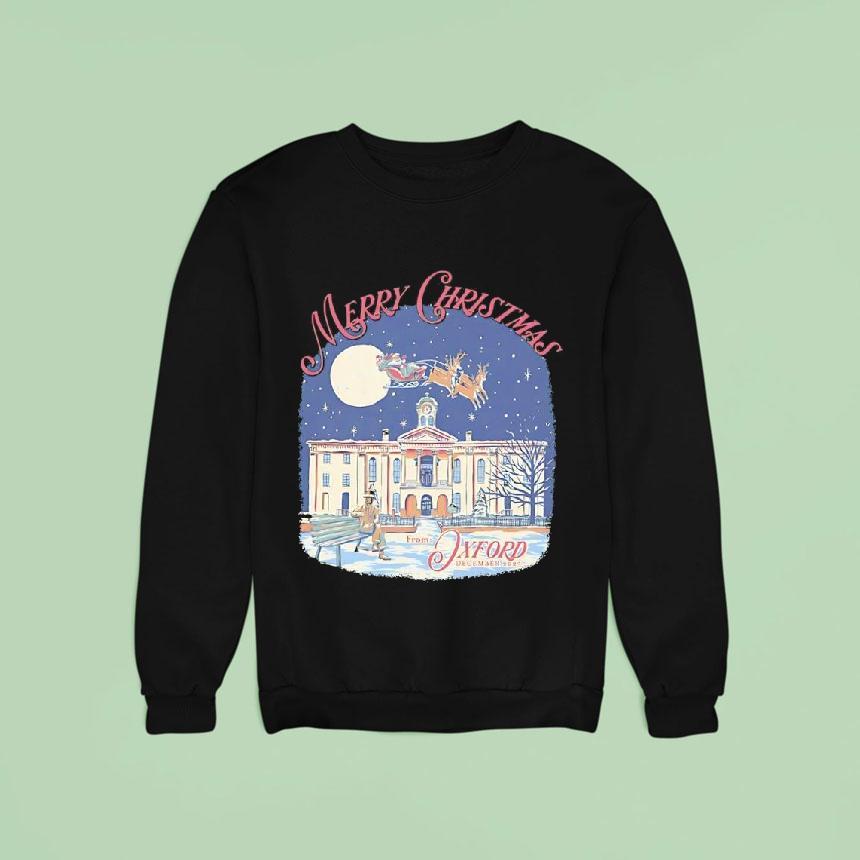Santa Riding Reindeer Merry Christmas From Oxford Mississippi Sweatshirt Santa Riding Reindeer Merry Christmas From Oxford Mississippi Sweatshirt