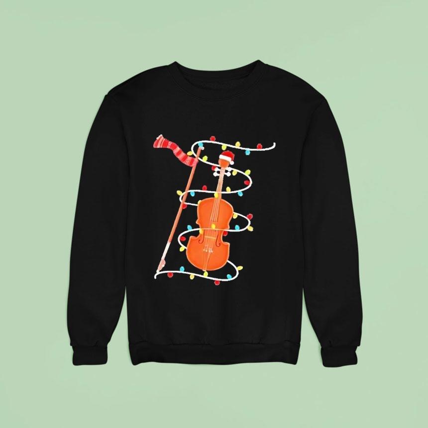 Violin Merry Christmas Lights Sweatshirt Violin Merry Christmas Lights Sweatshirt