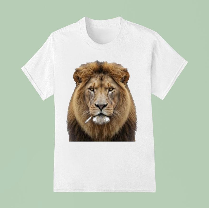 Lion Smoking Cigarette T Shirt