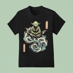 Star Wars Day May Master Yoda Meditation Japanese Ukiyo E Ocean Wave T Shirt