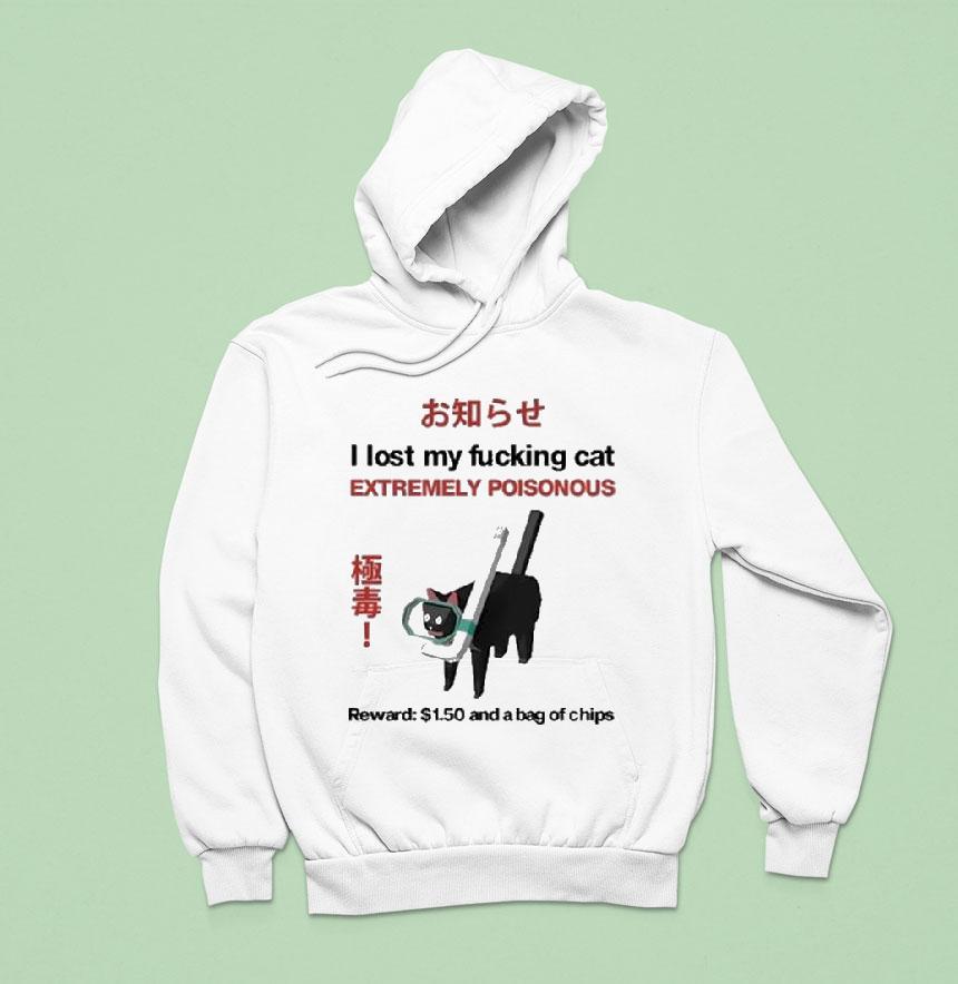 I Lost My Fucking Cat Extremely Poisonous Reward And A Bag Of Chips Hoodie I Lost My Fucking Cat Extremely Poisonous Reward And A Bag Of Chips Hoodie