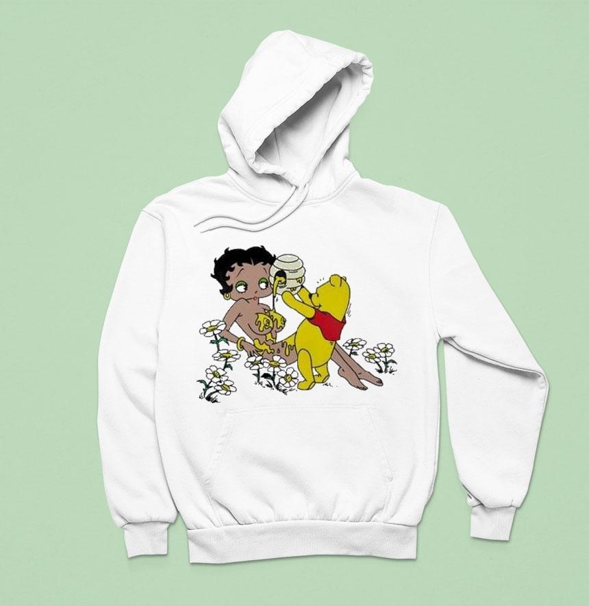 Winnie The Pooh Pouring Honey On Betty Boop Hoodie Winnie The Pooh Pouring Honey On Betty Boop Hoodie