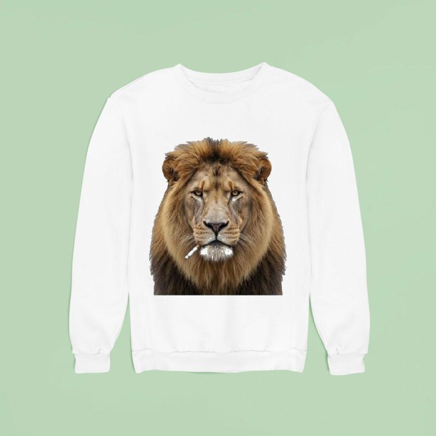 Lion Smoking Cigarette Sweatshirt Lion Smoking Cigarette Sweatshirt